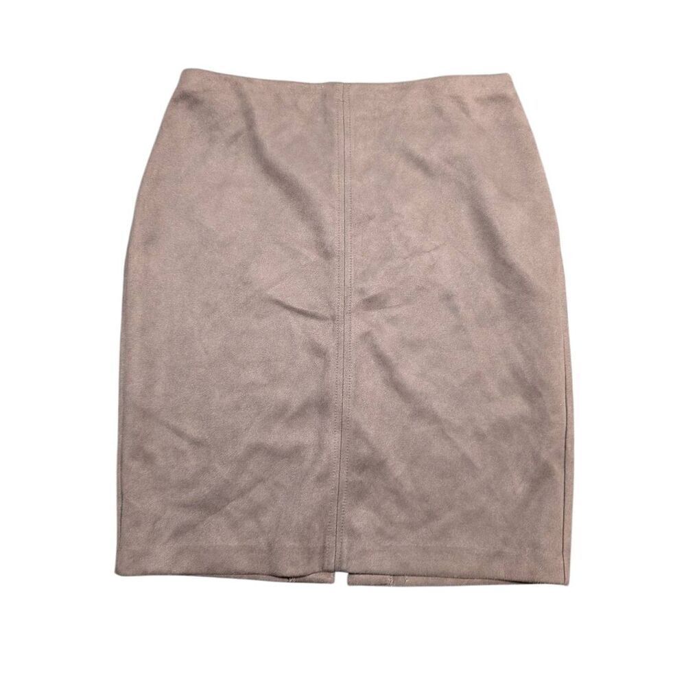NYCC Brown Faux Suede Skirt Mid Length, Elastic Waist Band Size Medium